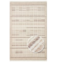 Makine Kaymaz Yıkanabilir Krem Geometrik Triko Salon Mutfak Halısı Koridor Halısı Yolluk 04 BEIGE GRE