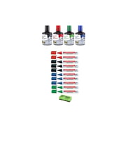 4 Adet 100cc Brons Mürekkep Eddin-360XL Beyaz Tahta Kalemi 10Lu Karışık Set(Mıknatıslı Silgi Hediye)
