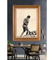 Altın Varaklı Çerçeveli Paspartulu Atatürk Tablo TR1489 (Gold)