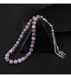 Lepidolit Doğal Taş Tesbih 33lük - 8mm (Çok Renkli)