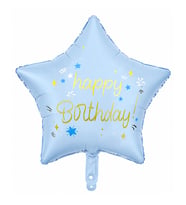 Happy Birthday Retro Mavi Yıldız Folyo Balon