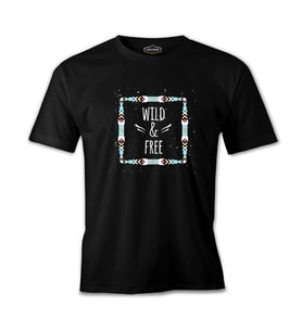 Wild and Free Siyah Erkek Tshirt
