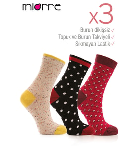 Miorre 3lü Bayan Soket Çorabı-001-000267 (Çok Renkli-Multı)