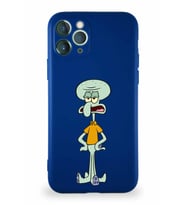 Apple iPhone 11 Pro Soft Premier Kapak Squidward Dokunaç Tasarımlı Silikon Kılıf - Lacivert (Şeffaf)