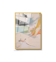 Dikey Çerçeveli Cam Soyut 0043 3 Modern Ev Dekoru Duvar Sanatı Ev Ofis Tablosu (Altın)