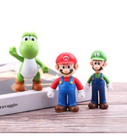 Süper Mario Kardeşler Anime Karakter Figür Oyuncak Seti Süper Mario Luigi & Dinozor Yoshi Bir Arada