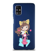 Samsung Galaxy M51 Soft Premier Kapak Vespagirl Tasarımlı Silikon Kılıf - Lacivert (Şeffaf)