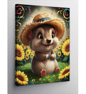 Kanvas Tablo Hasır Şapkalı Hamster