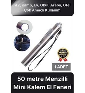 Çok Amaçlı 50 Metre Menzilli Tek Modlu Beyaz 1 Pille Çalışan Kamp Ev Mini Kalem Cep Boyu El Feneri