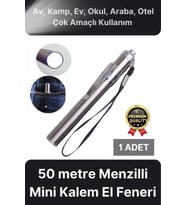 Çok Amaçlı 50 Metre Menzilli Tek Modlu Beyaz 1 Pille Çalışan Kamp Ev Mini Kalem Cep Boyu El Feneri