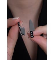 Paslanmaz Çelik Küçük Boy 1 Satı-r 1 Bıçak Küpe Çifti mse21 (Siyah - Gümüş)