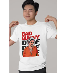 Tasarım Bad Bunny Rapper Şarkıcı Baskılı Unisex Oversize Tişört