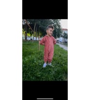 UNİSEX ÖNDEN DÜĞMELİ KADİFE BEBEK TULUM (Kiremit)