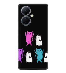 Vivo V29 Lite Kılıf Resimli Desenli Silikon Platinium Series Cat Dance 1824