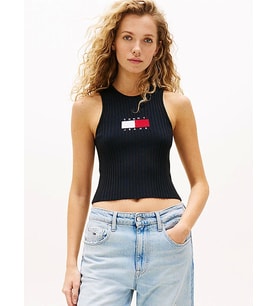 Tommy Hilfiger TJW RIB RACER TANK Kadın Siyah Kazak DW0DW20975BDS