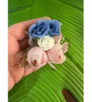 7X7 CM RENKLİ ÇİÇEKLİ GÜLLÜ TASARIM BROŞ GİYİM AKSESUARI (Mavi)