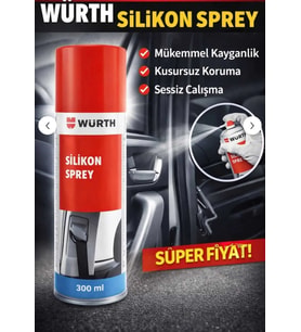 Würth Silikon Sprey 300 ml Metal Plastik Lastik Parçalar Için Uzun Süreli Koruma Özellikli (KIRMIZI-TABA)