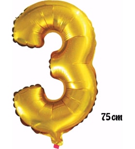 Pazariz  75 cm 3 Rakam Folyo Balon Altın