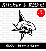 köepk balığı saldırgan etiket sticker - 2 adet çıkartma araba motosiklet kask atv tablet pc buzdolabı otomobil bilgisayar uyumlu