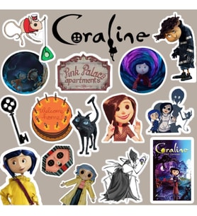 Lexroo Coraline Sticker Seti Laptop Notebook Telefon Etiket Journal