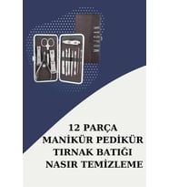 12 Parça Paslanmaz Çelik Kompakt ve Taşınabilir Manikür Makası Tırnak Makası