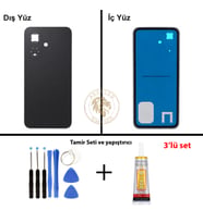 Infinix Smart 10 Siyah Uyumlu Arka Kapak + Yapıştırıcı ve Vida Seti Arka Cam Batarya Pil Kapağı