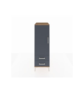 Kronos Dolap 3 Raflı 2 Çekmeceli Tek Kapaklı 44x59x134 Çam-Antrasit