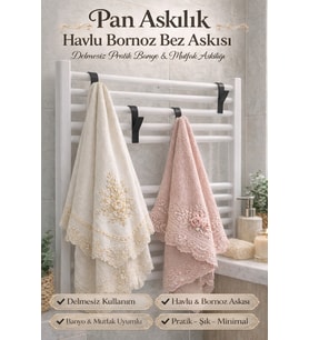 Pan Askılık Delmesiz Havlu Bornoz Askısı Duvar Askılığı 3 Adet