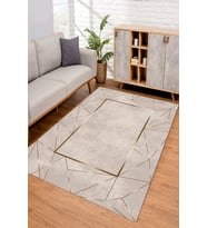 Dijital Kaymaz Taban Yıkanabilir Renkli Salon Halısı Mutfak Halısı Yolluk ND-SD-532 (Krem)