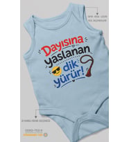 Dayısına yaslanan dik yürür Sıfır Kollu Bebek Zıbını %100 Pamuk