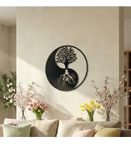 Yin Yang Hayat Ağacı Duvar Tablosu MDF Lazer Kesim Modern Spiritüel Duvar Süsü