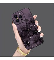 IPHONE 15  Şık ve Kaliteli Yaprak Desenli Silikon Telefon Kılıfı (Siyah)