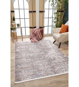 Dijital Kaymaz Yıkanabilir Krem Minimalist Salon Halısı Mutfak Halısı Koridor Halısı Yolluk HLN1883