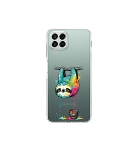 Samsung Galaxy M33 ile Uyumlu Splash Tembel Hayvan Tasarımlı Şeffaf Silikon Kılıf