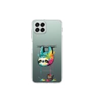 Samsung Galaxy M33 ile Uyumlu Splash Tembel Hayvan Tasarımlı Şeffaf Silikon Kılıf