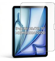iPad Air 6. ve 7. Nesil 11 inç (M2 2024 / M3 2025) ile Uyumlu 9H Temperli Ekran Koruyucu - Apple Pencil ve Face-ID Hassasiyeti, Darbeye/Çizilmeye Dayanıklı Koruyucu Cam