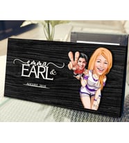 BK Gift Kişiye Özel Sevgililer Karikatürlü Kabartma Figürlü Ahşap Tablo, Duvar Dekoru, Arkadaşa Hediye, Özel Tasarım Ev Hediyesi-30 (Siyah)