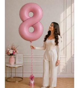 8 Rakamlı Pembe 76 cm Helyum Balon