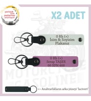 Yol Tutkunları, İsim Plaka ve 0 Rh (+) Kan Grubu, Kişiye Özel 2'li Anahtarlık Seti, Beyaz-Pembe-Laci (Çok Renkli)