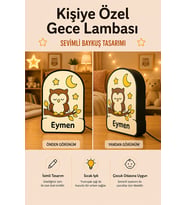 Kişiye Özel İsimli Ay ve Yıldızlı Baykuş Gece Lambası Sıcak Işıklı Çocuk Odası Dekoru