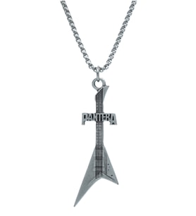 Pantera Elektro Gitar Örme Zincir Kolye - Gümüş Kaplama - Erkek Kadın Kolye - No:1552