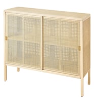 Sürgü Kapaklı Dolap, Rattan-Çam, 125x47x110 cm
