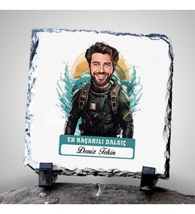 Kişiye Özel Hediye Karikatürlü En Başarılı Erkek Dalgıç Dekoratif Taş