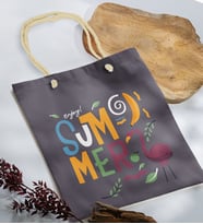 BK Gift Yaz Temalı Antrasit Halat Saplı Kumaş Plaj Çantası -13, Baskılı Omuz Çantası, Alışveriş Çantası, Arkadaşa Hediye, Sevgiliye Hediye