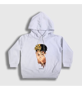 Presmono Unisex Çocuk Beyaz Cool XXXTentacion Kapüşonlu Sweatshirt 47569tt