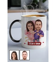 Sevgililere Romantik Hediye Karikatürlü Sihirli Kupa Bardak