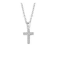 Beyaz Altın Mini Boy Taşlı Cross Kolye