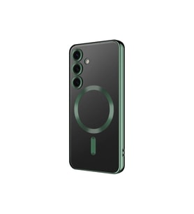Samsung Galaxy S24 Plus Uyumlu Kılıf Kamera Korumalı M-safe Wireless Şarj Özellikli Zore Demre Kapak (Koyu Yeşil)