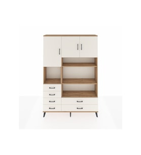 Arges Gardrop 9 Raflı 6 Çekmeceli 3 Kapaklı 132x30x195 Çam-Aytaşı