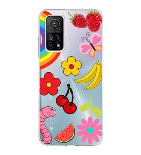 PrintiFy Xiaomi Mi 10T Pro ile Uyumlu 1mm Slim Fit Water Color 5 Baskılı Şeffaf  Kılıf